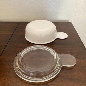 White butter dish with clear lid